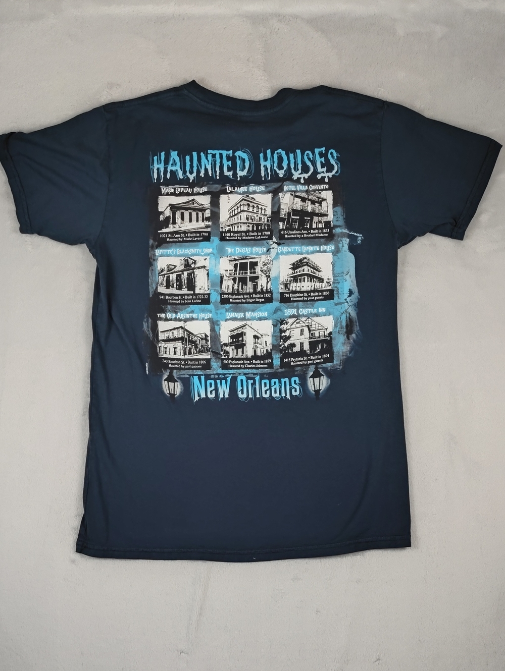 The Duck Company Black Short Sleeve Tee New Orleans Haunted Houses Size Medium